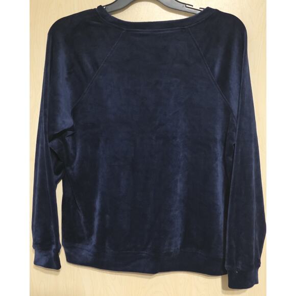 Gloria Vanderbilt top Shirt Lg Navy Blue Velour long sleeve cozy comfort NWT - Picture 5 of 9
